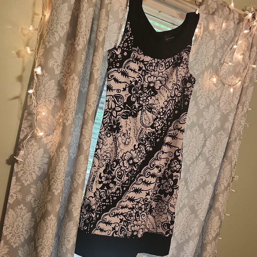 Elegant Black and Cream Floral Dress